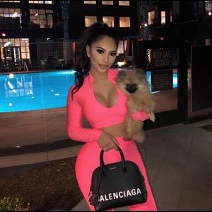 Two piece neon pink lounge set